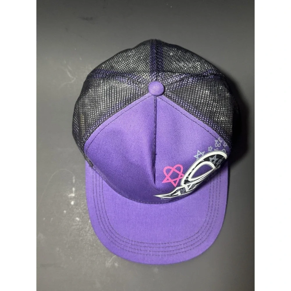 Y2K ADIO Heartagram HIM Skateboard Mesh Back Hat‎ One Size Rare